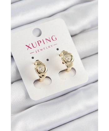 Xuping Zirkon Taşlı Kalp Model Gold Renk Kadın Küpe