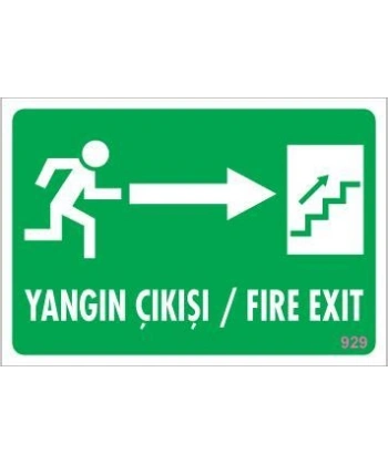 Yangın Çıkışı Uyarı Levhası 17,5x25 KOD:929
