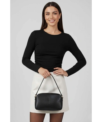 Yanı Büzgülü bluz siyah T4322