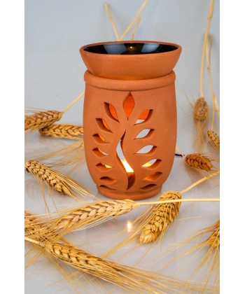 Yaprak Model  El Yapımı Çömlek Buhurdanlık Tütsülük