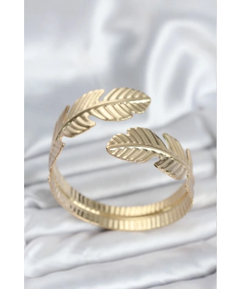 Yaprak Model Gold Renk Kadın Bileklik