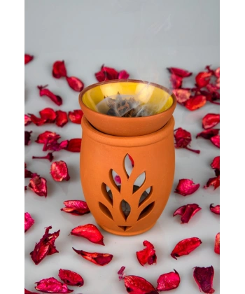 Yaşam Çiçeği El Yapımı Çömlek Buhurdanlık Tütsülük