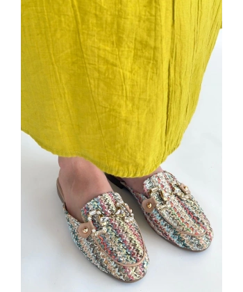 Yenda Renkli Dokumalı Terlik