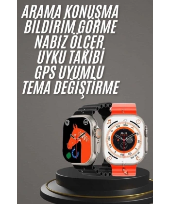 Yeni Model Akıllı Saat Ultra Smart Watch Gümüş Kasa 45mm Titreşim