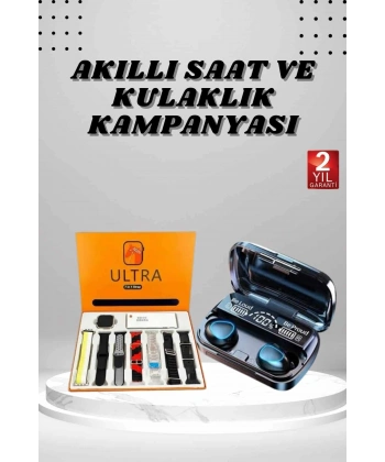 Yeni Model Akıllı Saat ve Kulaklık Kampanyası Nabızz Ölçer Bluetooth Bağlantılı Uzun Pil Ömrü