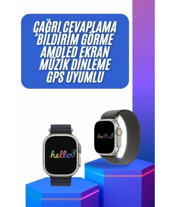 Yeni Nesil 3 Kordonlu Kol Saati 49 MM Amoled Ekran Akıllı Saat