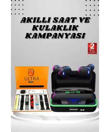 Yeni Nesil Akıllı Saat ve Bluetooth Kulaklık Kampanyası Android Ve İOS Uyumlu Uyku ve Sağlık Takibi