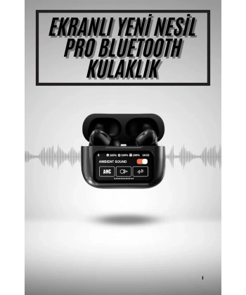 Yeni Nesil ANC Özellikli Çağrı Cevaplayan Dokunmatik Ekranlı Bluetooth Kulaklık Siyah