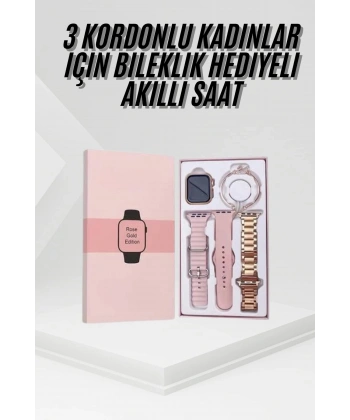 Yeni Nesil Kadın Akıllı Saat Rose Gold Android ve İos Uyumlu
