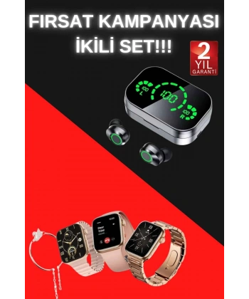 Yeni Nesil Kaliteli Akıllı Saat ve Kablosuz Bluetooth Kulaklık  Yüksek Ses Kaliteli