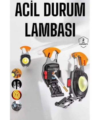 yeni nesil Kamp Feneri Çok Fonksiyonlu Fener Anahtarlık Usb Çakmaklı Cam Kırıcı Kemer Kesici Açacak