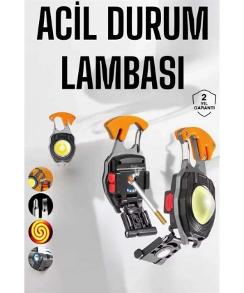 yeni nesil Kamp Feneri Çok Fonksiyonlu Fener Anahtarlık Usb Çakmaklı Cam Kırıcı Kemer Kesici Açacak