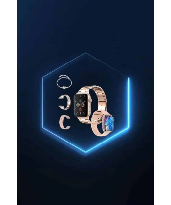 Yeni Nesil Pembe Dokunmatik Ekran Akıllı Saat ve  Kulaklığı Kablosuz Bluetooth Kulaklık