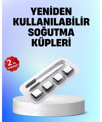 Yeniden Kullanılabilir 304 Çelik Metal Buz Küpleri 4lü Set