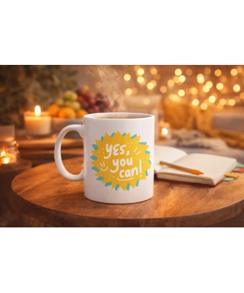 Yes You Can Motivasyon Kupası MODEL 131 , Pozitif Mesajlı Porselen Kupa , İlham Veren Tasarım , Ofis & Hediye Kupası
