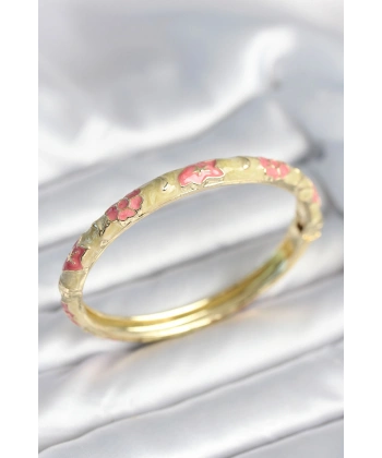 Yeşil Krem Renk Detaylı Mineli Kelepçe