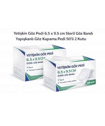 Yetişkin Göz Pedi 6.5 x 9.5 cm Steril Yapışkanlı Göz Bandı 50’li 2 Kutu Göz Kapama Pedi