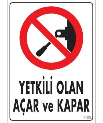 Yetkili Elektrik Uyarı Levhası 25x35 KOD:1103