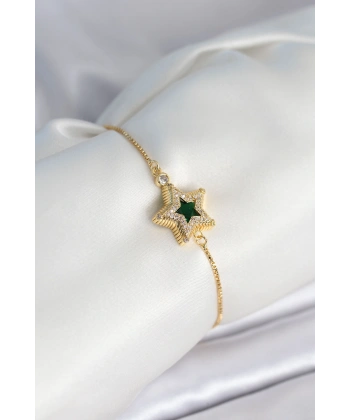 Yıldız Model Asansörlü Gold Renk Kadın Bileklik