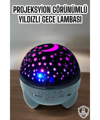 Yıldız Yansıtmalı Projeksiyon Gece Lambası Şarjlı Taşınabilir