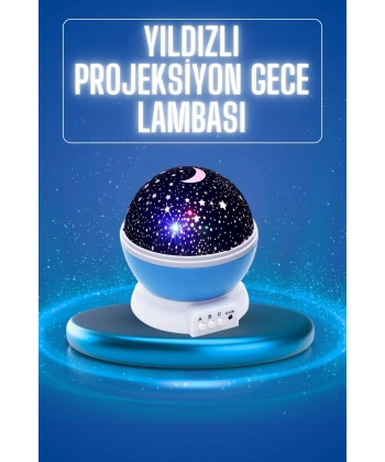 Yıldızlı Gece Lambası Mor Projeksiyon Görünümlü Masa Lambası Renk Değiştirebilen