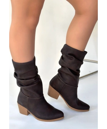 Yior Acı Kahve Nubuk Topuklu Bot