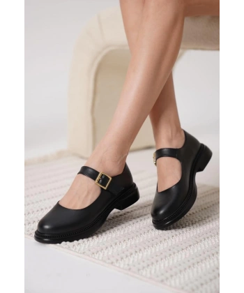 Yokox Siyah Cilt Oxford Ayakkabı