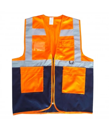 Yönetici İkaz Yeleği Turuncu/Lacivert L Beden