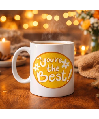 Youre The Best Yazılı Porselen Kupa MODEL 123 – Motive Edici Tasarım, Özel Hediye Fikri, Kahve & Çay Kupası