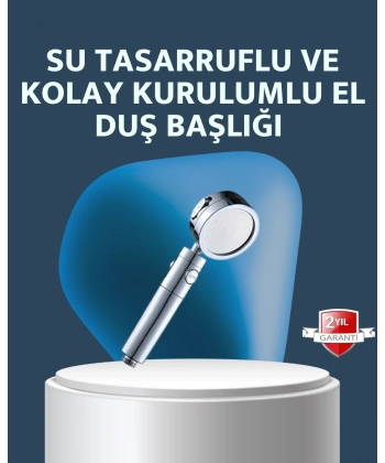 Yüksek Basınçlı 3 Fonksiyonlu Duş Başlığı