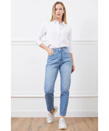 Yüksek bel mom jean pantolon