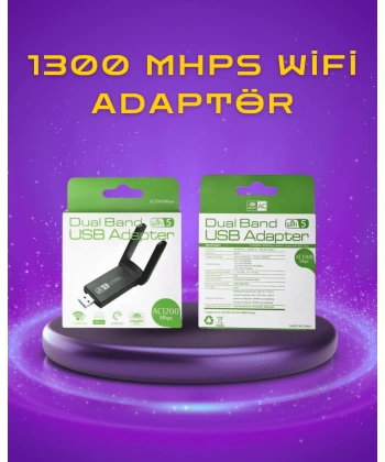 Yüksek Hızlı 1200 Mbps Çift Bant USB WiFi Adaptör – Güçlü Sinyal, Geniş Uyumluluk