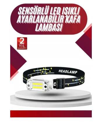 Yüksek Işıklı Şarjlı ve Sensörlü LED Kafa Lambası Kamp Lambası