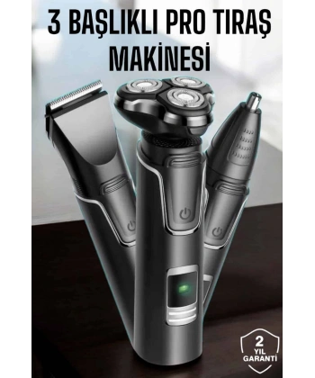 Yüksek Performanslı 3 Başlıklı Profesyonel Tıraş Makinesi