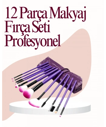 Yumuşak Fiber Kıllardan Oluşan 12li Makyaj Fırçası Seti Göz Farı Allık ve Kontür İçin