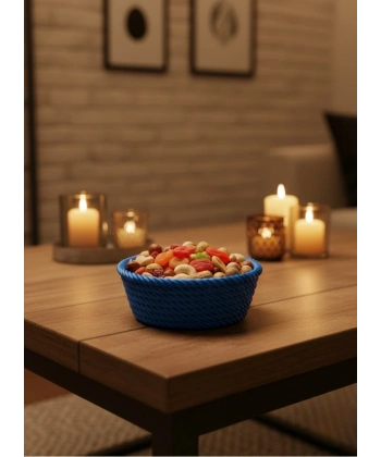 Yuvarlak Çerezlik Lacivert Salon ve Masa Üstü Sunum Kasesi