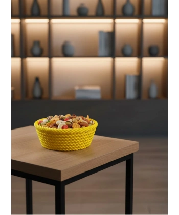 Yuvarlak Çerezlik Sarı Şık Tasarım ve Kompakt Boyut