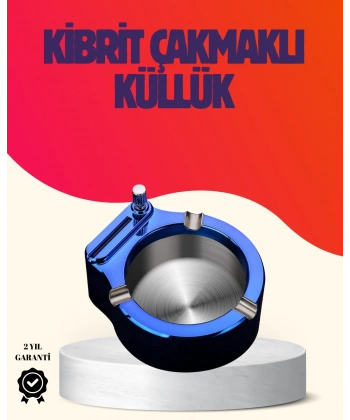 Yuvarlak Metal Küllük Çakmak Entegreli Dayanıklı Yapı