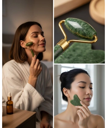 Yüz Masaj Aleti Roller ve Gua Sha 2li Set