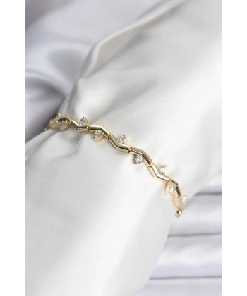 Zikzak Model Pirinç Gold Renk Bileklik