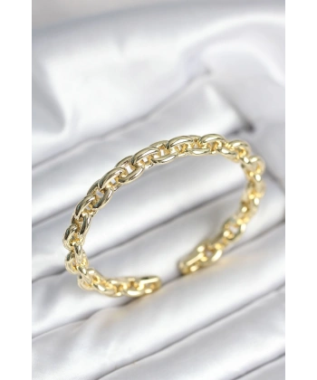 Zincir Model Gold Renk Pirinç Kadın Bileklik