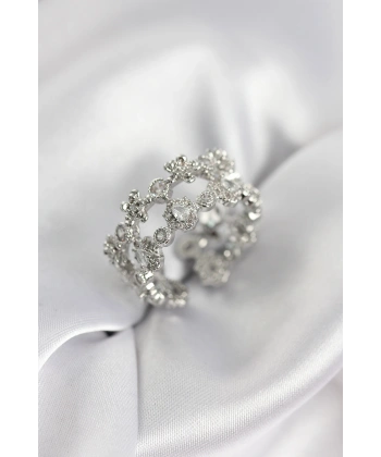 Zirkon Taşlı 2li Model Gümüş Renk Kadın Yüzük