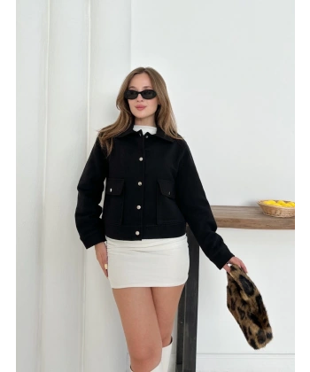 Zr model kaşe ceket siyah st255807