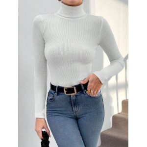 Balıkçı yaka dar kesim kaşkorse kazak beyaz w3103