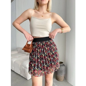 Baskılı astarlı mini etek