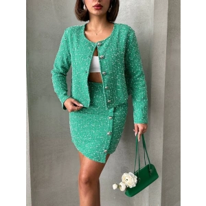Ceketli etek takım chl kumaş yeşil h24443