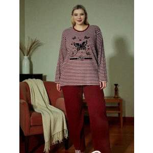 ÇİZGİLİ PENYE PİJAMA TAKIMI KELEBEK MODEL