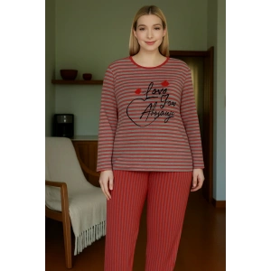 ÇİZGİLİ PENYE PİJAMA TAKIMI LOVE MODEL