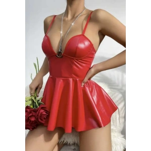 Gizotti Deri Fantezi İç Giyim Kırmızı