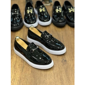 KB-027  Kuback Bağcıksız Siyah Rugan G Günlük Erkek Ayakkabı